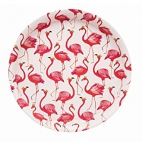 Sara Miller Pink Flamingo Print Round Tin Tray